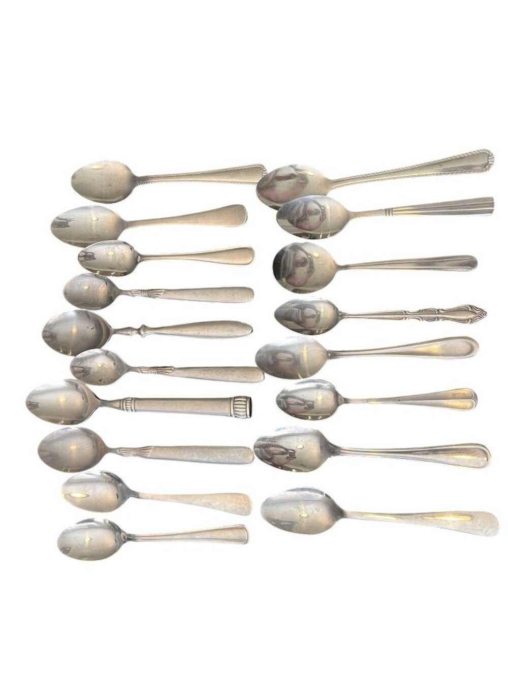 Vintage Silver-Plated Spoon Set Of 18 Mismatched Flatware Collection For Dining